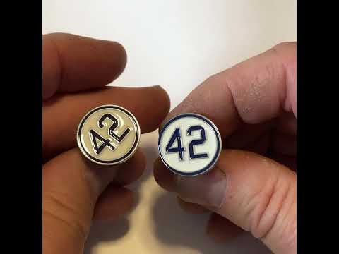 Jackie Robinson Number 42 Cufflinks – White & Dodger Blue Enamel Baseball Tribute