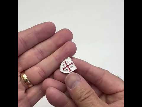 Crusaders Shield Pin Magnet Red and White Enamel Magnet Backing 