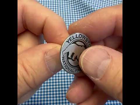 Yellowstone National Park bear lapel pin antique silver