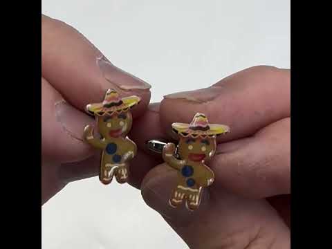 Gingerbread Man Cufflinks – Fun Holiday Sombrero Design for Christmas and Parties