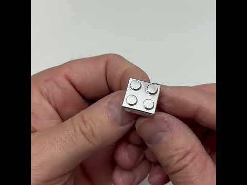 Silver Building Block Brick Lapel Pin 