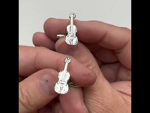 Violin Cufflinks Silver Plated Highly Detailed Music Orchestra Cuff Links