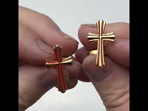 Gold and Red Cross Cufflinks – A Bold Statement of Faith and Style Cuff Links