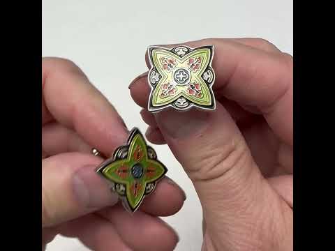 Spanish Bloom Enamel Cufflinks – Southwestern Floral Mandala Design | Bold Artistic Cufflinks for Men