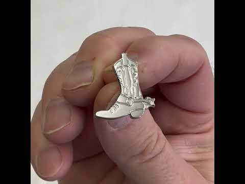 Cowboy Boot Pin Silver Enamel Pin Old West Western Lapel Pin Outlaws Tie Tack Pin