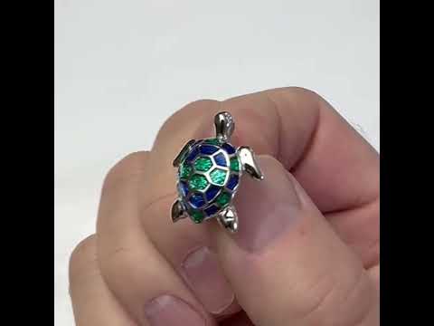 Caribbean Blue Turtle Lapel Pin Beautiful Enamel Pin