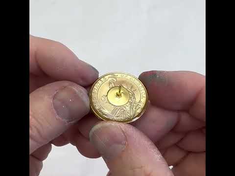 Thomas Jefferson Presidential Dollar Lapel Pin, Uncirculated One Dollar Gold Coin Pin