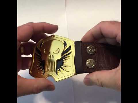Gold Punisher Skull Belt Buckle – Marvel Inspired Superhero Accessory for Men