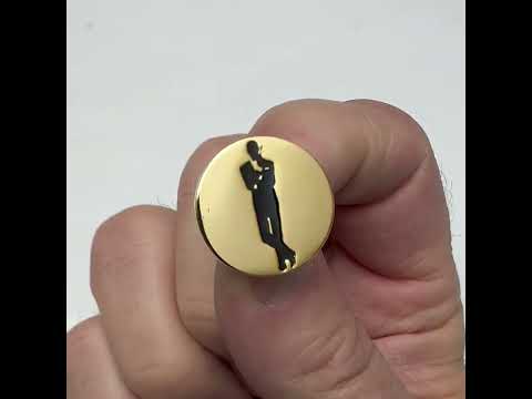 James Bond Movie Poster Pin Gold and Black Enamel Pin Bond Tie Tack Pin
