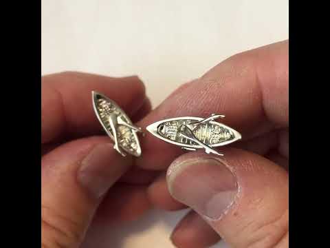 Silver Canoe Cufflinks – Unique Rowboat Design for Outdoor & Adventure Lovers