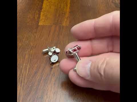 Red Drum Set Cufflinks – Musician Cuff Links for Men | Percussion-Themed Accessories for Music Lovers