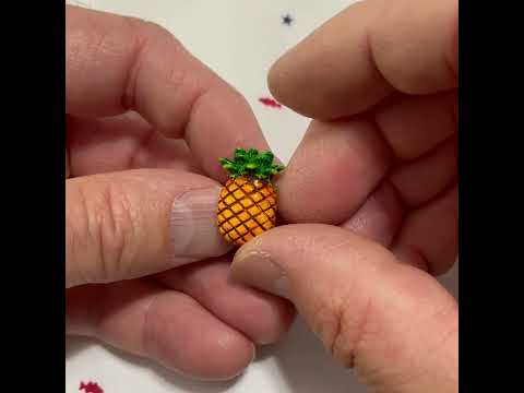 Hand Painted Pineapple Lapel Pin Yellow Green Enamel Pin Food Lovers