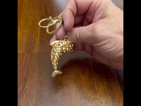 Red Rhinestone Dolphin Keychain – Crystal Animal Keyring, Sparkly Ocean Lover Gift