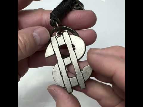 Money Sign Keychain with Leather Strap – Silver Dollar Symbol Key Ring for Entrepreneurs & Trendsetters