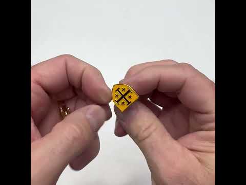 Crusaders Shield Cufflinks Jerusalem Cross Cuffs Yellow and Black Enamel Design Silver Tone 3D Five-Fold Cross Cuff Links