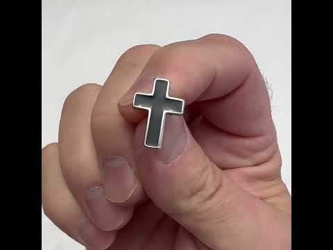 Black Enamel Silver Trim Cross Design Lapel Pin – Simple Elegance and Profound Faith Enamel Pin Cross