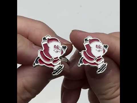 Festive Running Santa Cufflinks – Fun Holiday Christmas Jewelry for Men