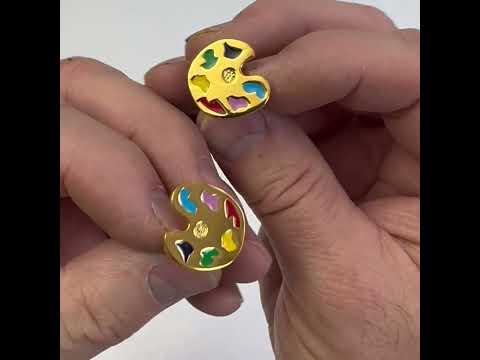 Gold Artist Paint Palette Cufflinks – Colorful Painter Gift, Art Teacher Accessory, Creative Formalwear