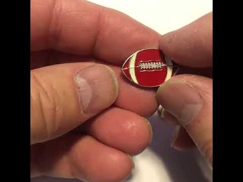 Football Lapel Pin – Red and Silver Enamel Sports Pin for Jackets, Hats, and Bags