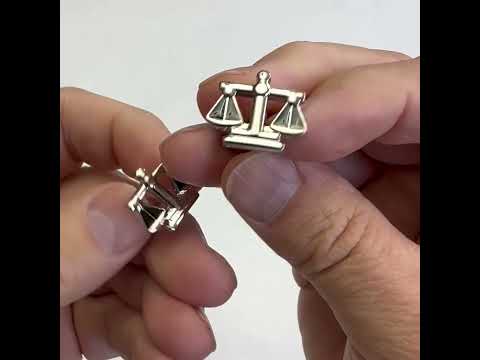 Silver Scales of Justice Cufflinks – Elegant Law Symbol Accessory for Lawyers, Judges & Legal Professionals by JayPins