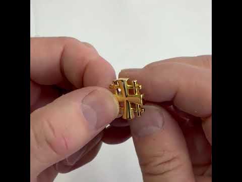 Jerusalem Cross Lapel Pin Crusaders Shield Cut Out Design Gold Tone 3D Five-Fold Cross Pin Tie Tack Lanyard Pins