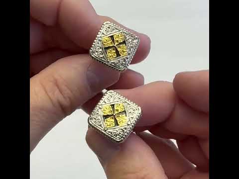 Luxury Two-Tone Square Cross Cufflinks