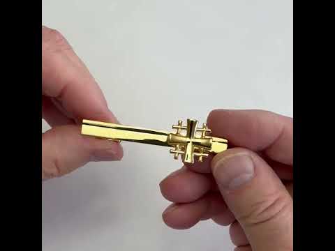 Jerusalem Cross Tie Clip in Gold – Pastor, Groomsmen & Church Gift
