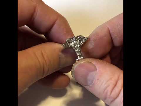 Medical Symbol Pin Caduceus Silver Tie Tack Medical Emblem Lapel Pin 3D Design