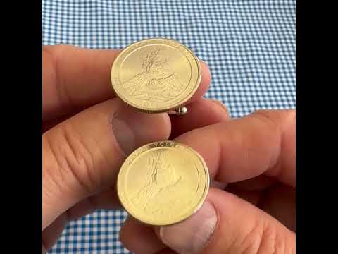 Hawaiʻi Volcanoes National Park Coin Cufflinks Uncirculated U.S. Quarter 2012 Cufflinks Hawaii