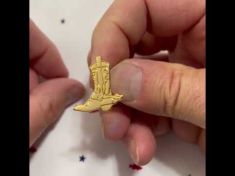 Cowboy Boot Pin Gold Enamel Pin Old West Western Lapel Pin Outlaws Tie Tack Pin