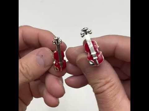Violin Cufflinks Silver Plated Highly Detailed Burgundy Enamel Music Orchestra Cuff Links