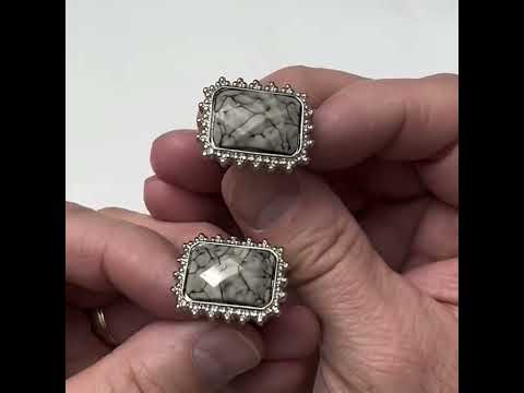 Cufflinks Silver City New Smokey Marble Cufflinks Cushion Cut Agate Cannon Ball Silver Trim Cuff Links Power Stroke Cuffs