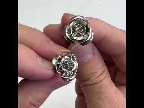 Elegant Silver Rose Cufflinks – Men’s Floral Wedding & Formal Wear Accessories