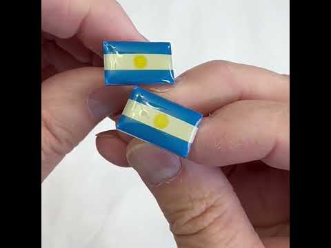 Argentina Flag Cufflinks – Silver Enamel Design with Blue and White National Colors by JayPins