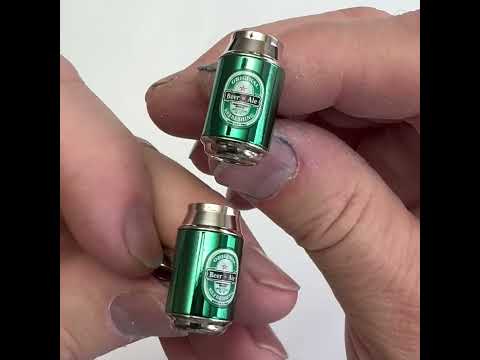 Silver & Green Beer Can Cufflinks – Fun Novelty Gift for Beer Lovers, Groomsmen, and Unique Formalwear Style