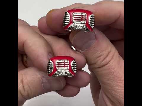 Retro Radio Cufflinks – Vintage Red & Silver Old School Music Lover Accessories