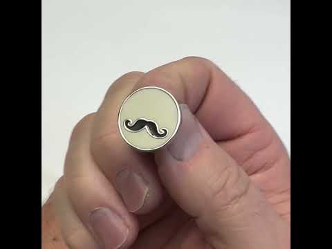 Mustache Lapel Pin White Black Enamel Pin Movember Pin