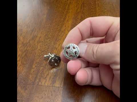 Texas Ranger Cufflinks Law Enforcement Badge Silver Black Enamel Cuff Links State Police Big Lone Star State Detective Texas Ranger Gift