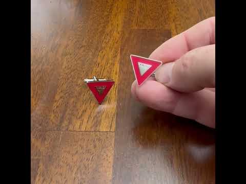 Yield Sign Cufflinks Yield Street Sign Red Enamel with Silver Highlights Cuff Links