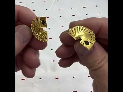 Gold Playing Card Cufflinks – Ace of Spades Poker Hand Casino Style Men’s Accessories