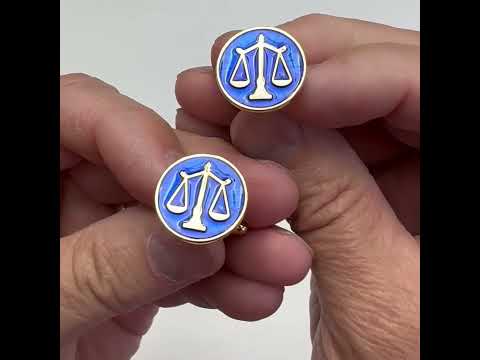 Gold Scales of Justice Cufflinks Blue Enamel Gold Platted Attorney Gift Lawyer Gift Judge Lawyer Svg Cuffs Links Justice Scales