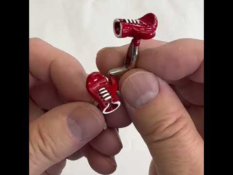Boxing Gloves Cufflinks 3D Boxer Red Enamel with Silver Trim Cuff Links Prize Fighter Street Fight Fashion Cufflinks