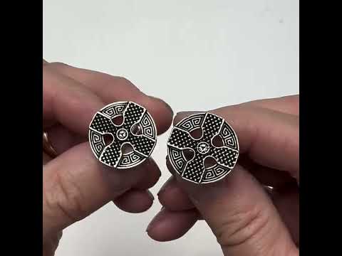 Silver Celtic Wedding Cross Cufflinks – Irish Heritage Knot Design for Men’s Formal Wear
