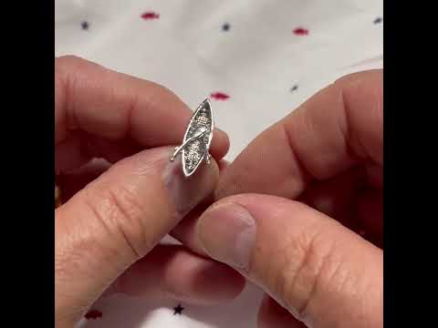 Silver Canoe Lapel Pin – Rowboat with Paddles Gift for Outdoor Enthusiasts, Boaters & Nature Lovers