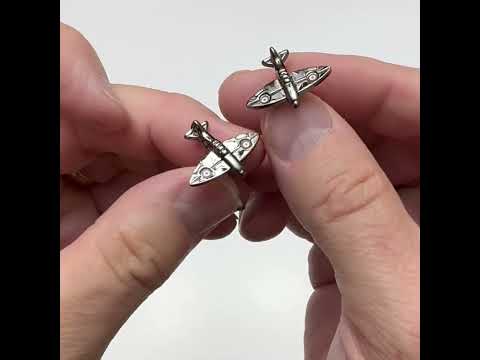 WWII Spitfire Airplane Cufflinks – Vintage Fighter Jet Design for Men