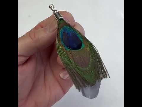 Real peacock feather boutonniere pin accessory for jackets