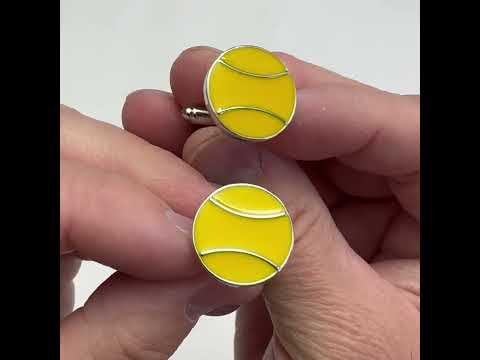 Yellow Tennis Ball Cufflinks – Sports Lover Gift, Tennis Player Accessories, Silver & Enamel Cufflinks for Men
