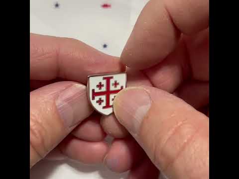 Crusaders Shield Pin Red and White Enamel Pin 
