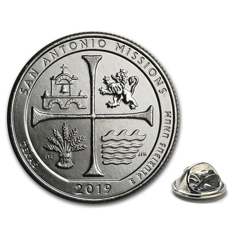 San Antonio Missions National Historical Park Coin Lapel Pin Uncirculated U.S. Quarter 2019 Tie Pin