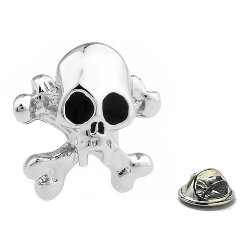 Grand Turk Skull Pin Silver Rhodium Platting Black Eye Enamel Pin Skull and Cross Bones Pirate Cosplay Pin Pirates Skull Pin Backpack Pin